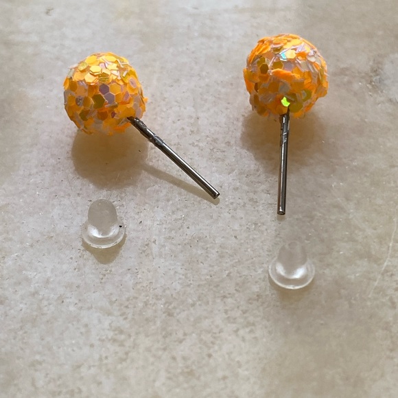 ๐Sale ๐2 for $10 NWOT spring fashion orange sparkle ball small post earrings - Picture 5 of 5